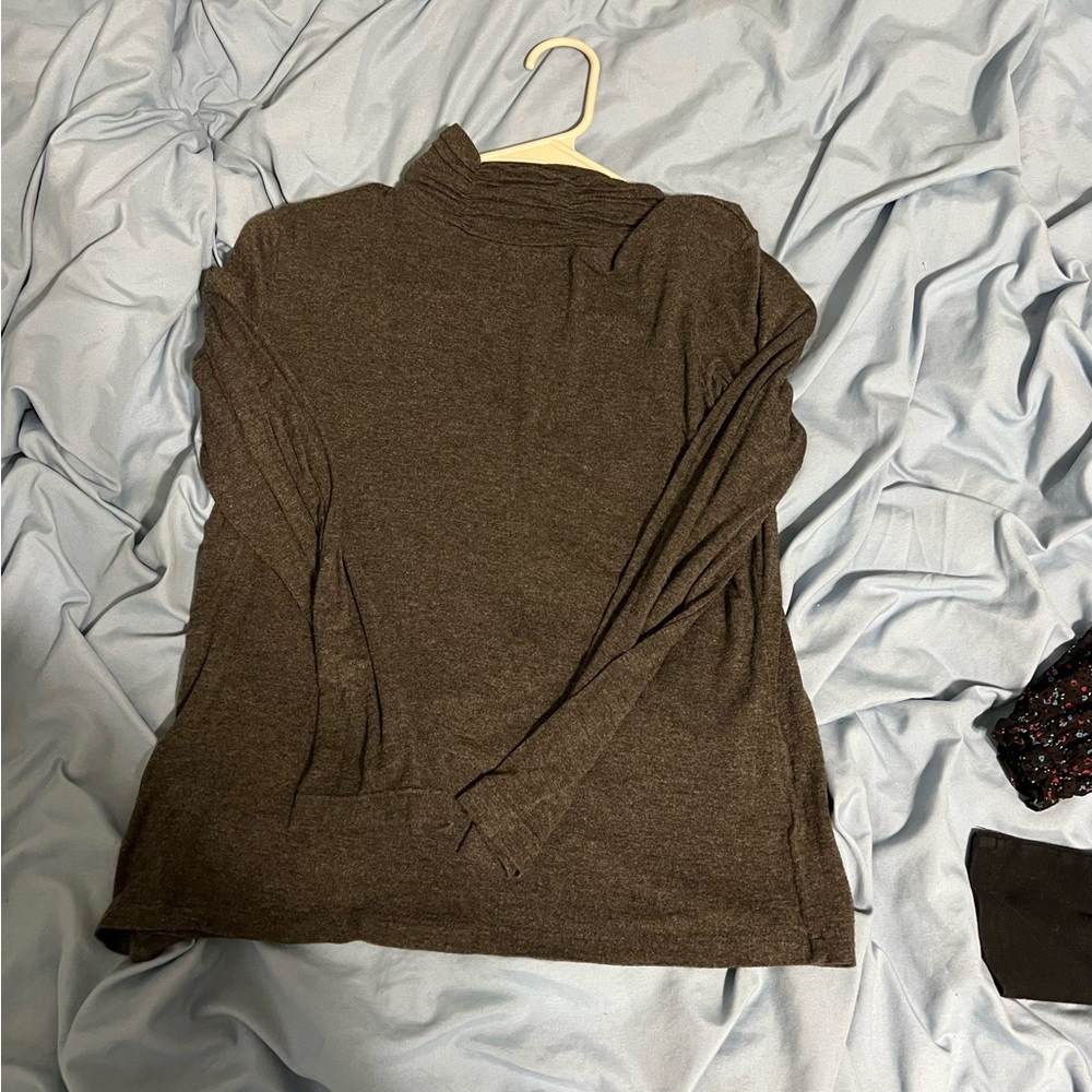 Leo & Nicole Charcoal Turtleneck Top